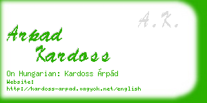 arpad kardoss business card